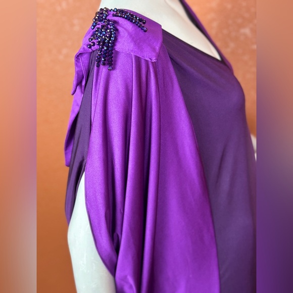 BOUNCE VINTAGE Elegant Purple Draped Dress Size 48. E45 - Picture 13 of 16
